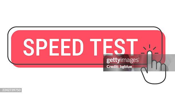 speed test - click button with hand cursor on white background - accelerate font stock illustrations