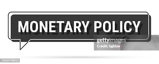 monetary policy - 3d black speech bubble on white background - central bank icon stock illustrations