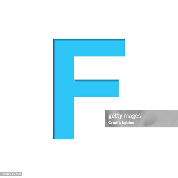 letter f. icon cut out on white paper with blue background - letter f stock illustrations