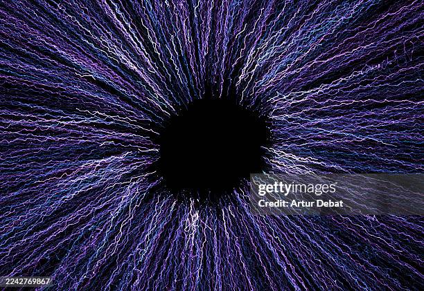 artificial intelligence concept - neural data streams network with iris shape - in the center stock pictures, royalty-free photos & images