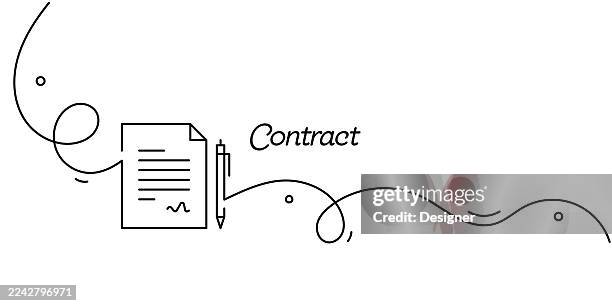 one continuous line drawing of contract icon. single line vector illustration - signing documents stock illustrations
