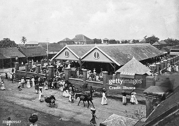 jubilee market, kingston, jamaica - jamaican ethnicity stock illustrations