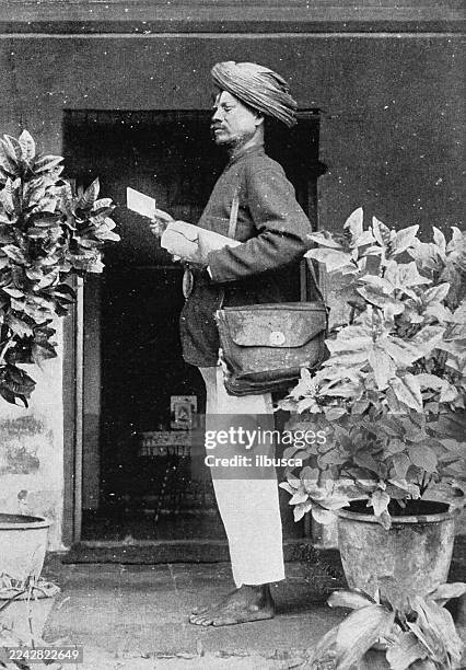 south india postman - post office india stock illustrations