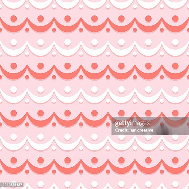 retro mid-century holiday celebration pattern in peppermint red and white mix, seamless - christmas bunting stock illustrations