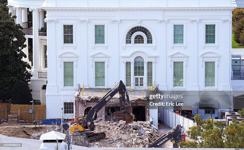 White House East Wing Demolition Continues For Trump Ballroom Construction