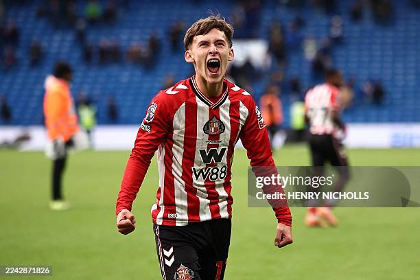 Criss Rigg Sunderland's English midfielder Chris Rigg celebrates their win after ...