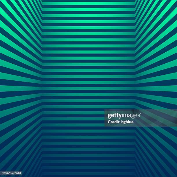 abstract striped background and green gradient - trendy 3d background - futuristic empty room stock illustrations