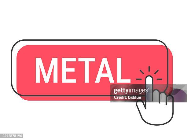 metal - click button with hand cursor on white background - pointer finger on white stock illustrations