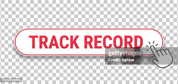 track record - 3d click web button with hand cursor on blank background - mouse running stock illustrations
