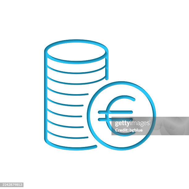 euro coins stack. icon cut out on white paper with blue background - paper token stock illustrations