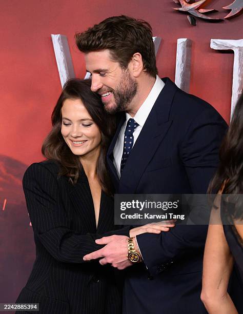 Freya Allan and Liam Hemsworth attend the "The Witcher" Season Four Global Premiere at the Curzon Mayfair on October 23, 2025 in London, England.