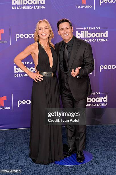Karen Doggenweiler and Rafael Araneda attend the 2025 Billboard Latin Music Awards at James L. Knight Center on October 23, 2025 in Miami, Florida.