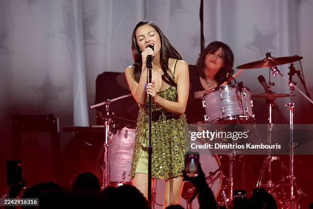 Olivia Rodrigo performs onstage during the American Express Platinum Card x Olivia Rodrigo Concert at Park Avenue Armory on October 23, 2025 in New...