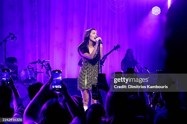 Olivia Rodrigo performs onstage during the American Express Platinum Card x Olivia Rodrigo Concert at Park Avenue Armory on October 23, 2025 in New...