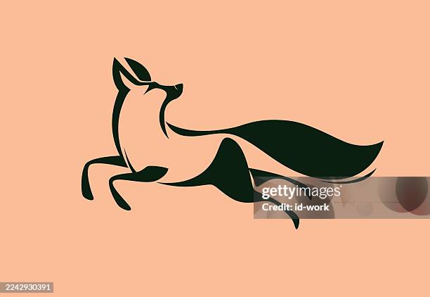 fox jumping symbol - red fox stock illustrations