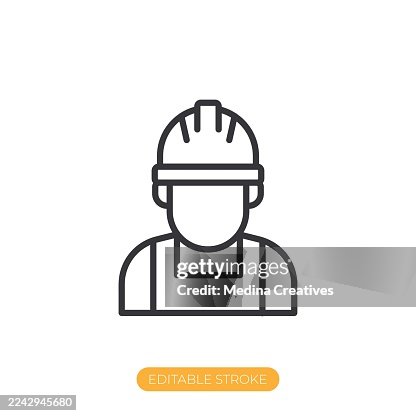 Construction worker icon. Editable stroke thin line icon Construction worker icon. Editable stroke thin line icon