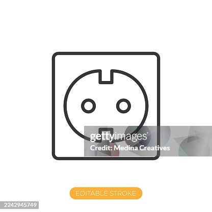 Power socket icon. Editable stroke thin line icon Power socket icon. Editable stroke thin line icon