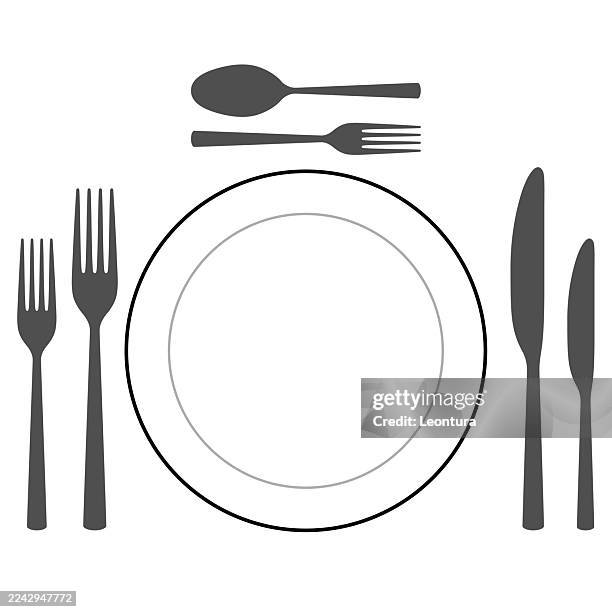 cutlery - table place setting stock illustrations