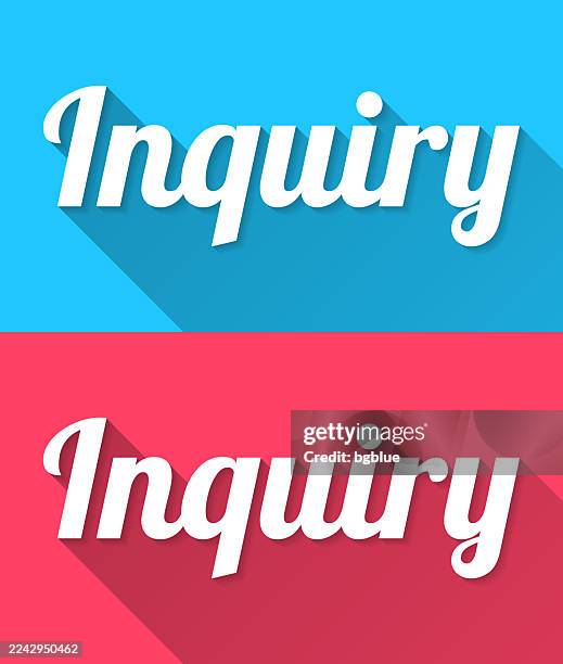 inquiry - flat design with long shadow on blue and red background - request stock illustrations