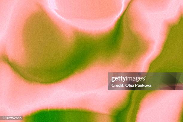 abstract pink and green wavy fluid grain texture - satin stock pictures, royalty-free photos & images