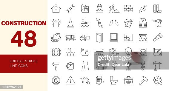Construction Line Editable Icons set. Construction Line Editable Icons set.