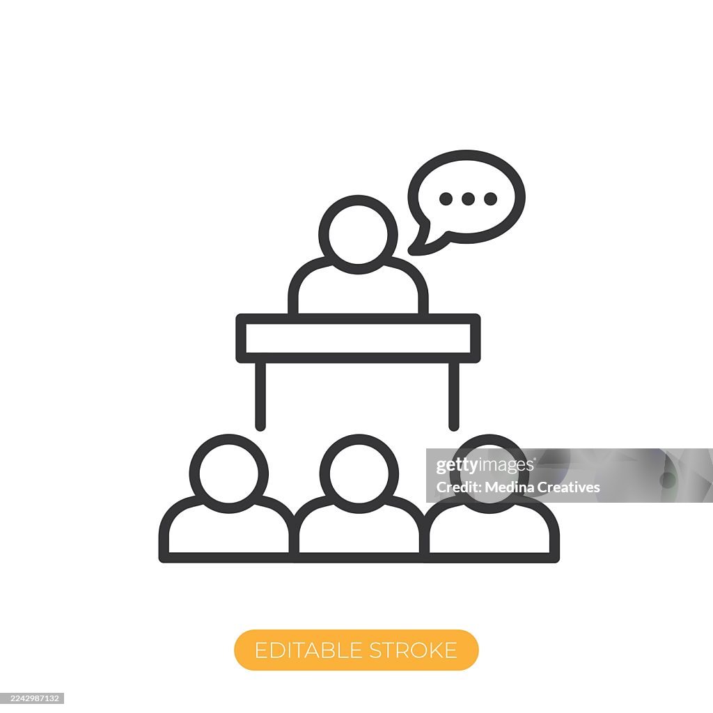 Public speaking icon. Editable stroke thin line icon