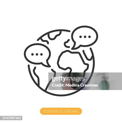 Global communication icon. Editable stroke thin line icon Global communication icon. Editable stroke thin line icon