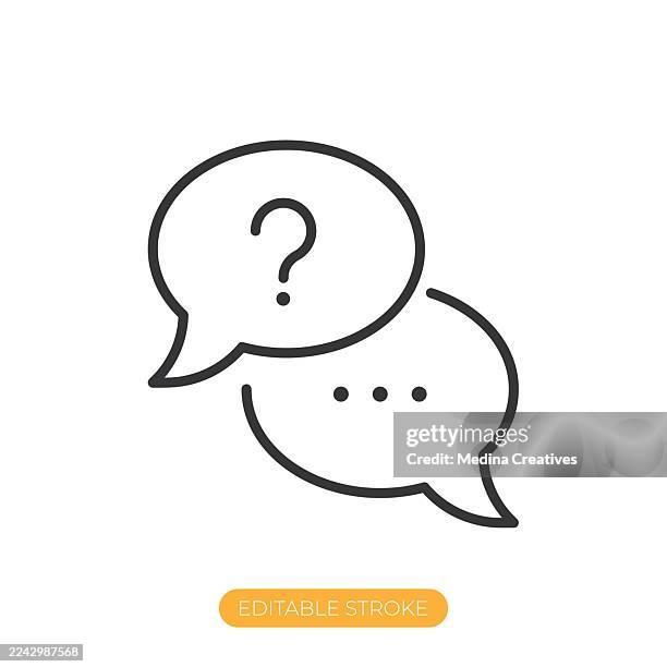 question and answer icon. editable stroke thin line icon - question answer icon stock illustrations