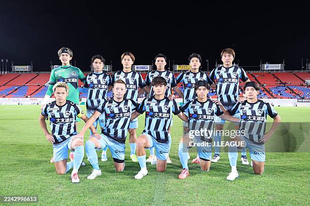 Osaka players line up for the team photos prior to the J.LEAGUE MEIJI YASUDA J3 33rd Sec. Match between FC Osaka and Tochigi SC at Hanazono Rugby...