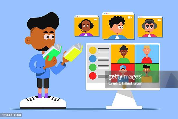 online learning - simulation training stock illustrations