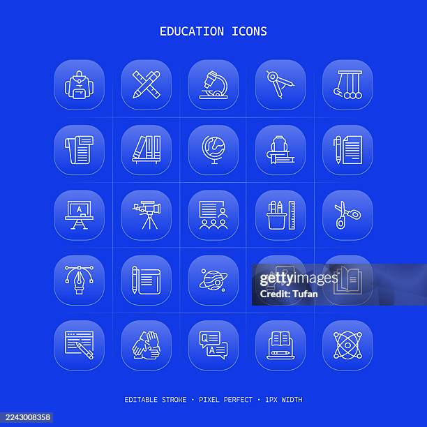 education icon set - editable stroke pixel perfect - teaching assistant stock illustrations