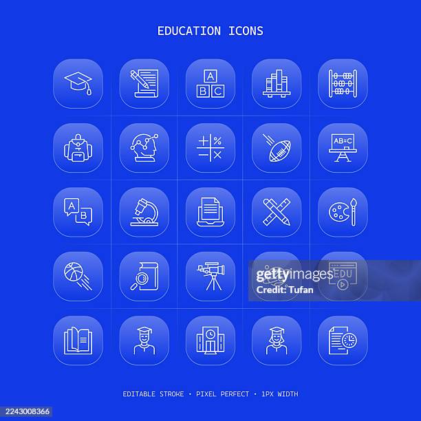 education icon set - editable stroke pixel perfect - teacher empty classroom stock illustrations