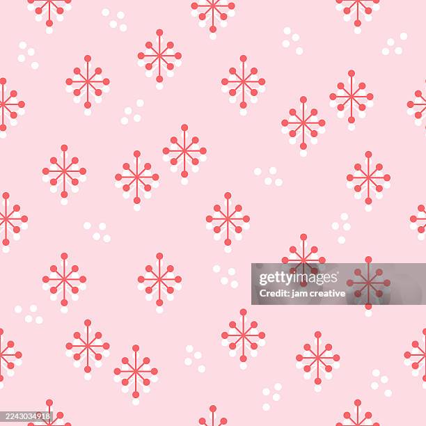 mid-century holiday celebration pattern in pink and red mix, seamless - candy cane pattern stock illustrations