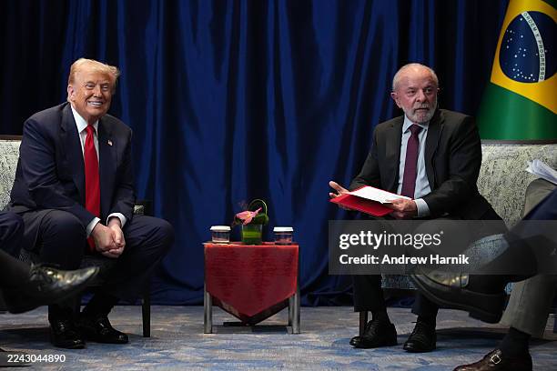 President Donald Trump holds a bilateral meeting with Brazil's President Luiz Inácio Lula da Silva at Kuala Lumpur Convention Centre on October 26,...