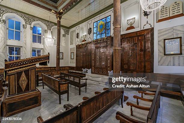 whispers of faith in yanbol synagogue in istanbul, turkey - orthodox judaism stock pictures, royalty-free photos & images