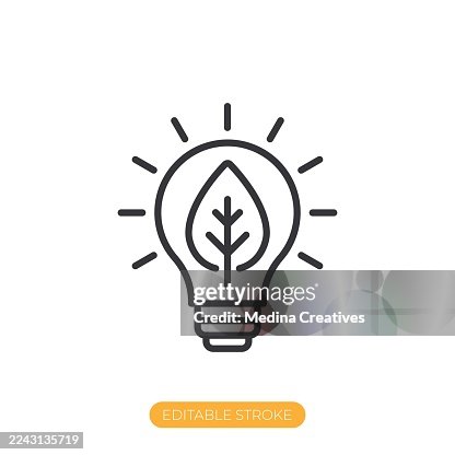 Green energy icon. Editable stroke thin line icon Green energy icon. Editable stroke thin line icon