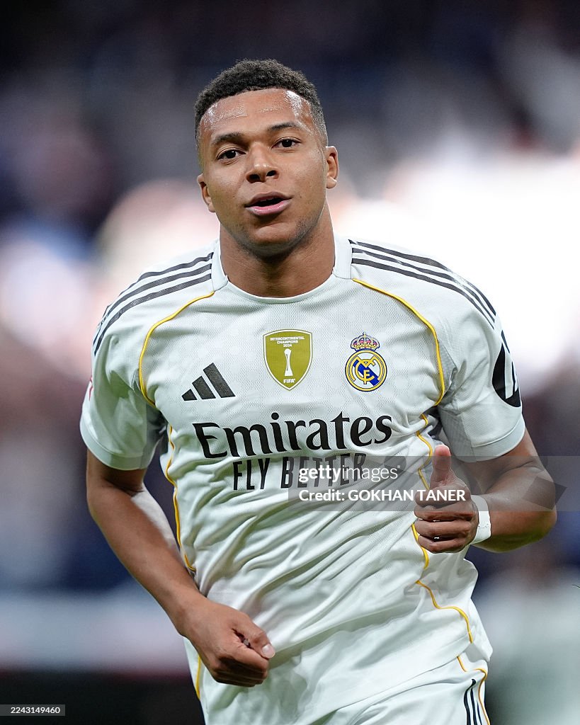 Mbbappe Real Kylian Mbappé of Real Madrid CF celebrates his team's first goal ...