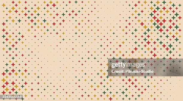 christmas festive retro star pattern background in red and gold - winter sequins stock illustrations