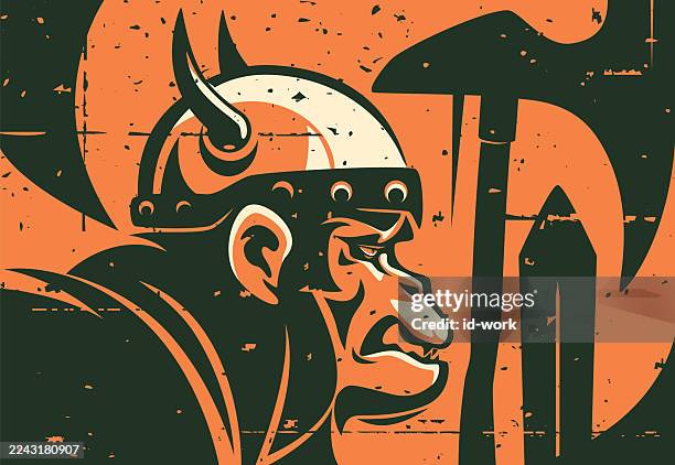 angry viking chimpanzee head - baboon stock illustrations
