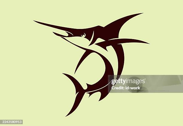 jumping swordfish icon - swordfish stock illustrations