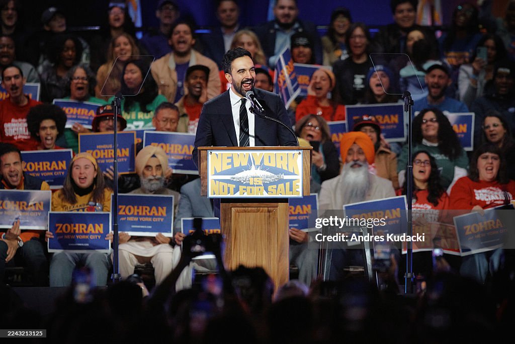 New York Mayoral Candidate Zohran Mamdani Holds Election Rally With Bernie Sanders And Alexandria Ocasio-Cortez