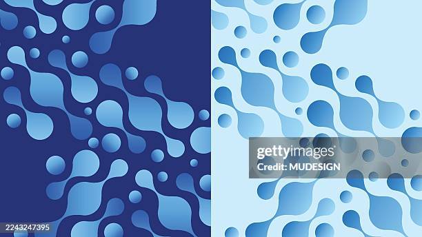 dual blue abstract fluid pattern vector - multiple exposure motion stock illustrations