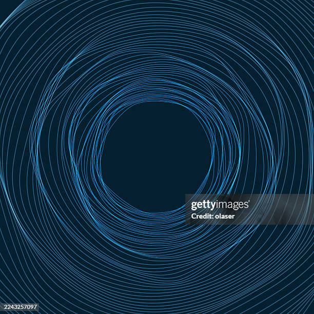 circular blue lines on a dark background creating a tunnel effect. - cave stock illustrations