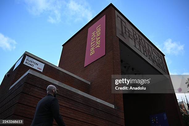 British Library staff, members of the Public and Commercial Services Union , protest in front of the library building after launching a two-week...