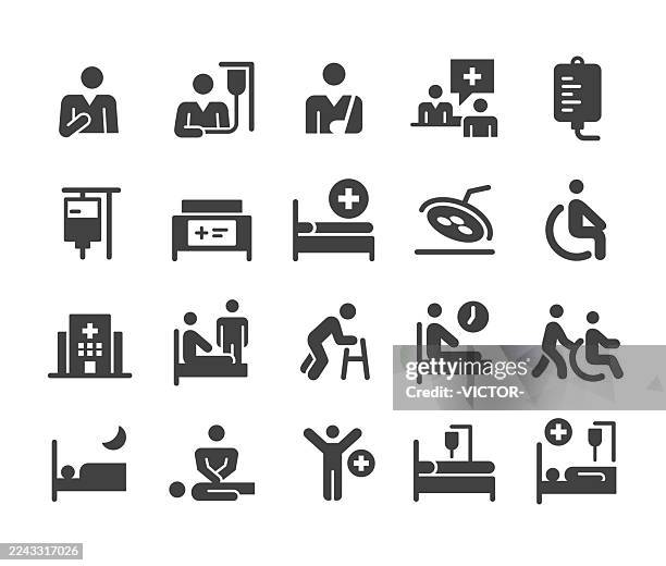 ilustraciones, imágenes clip art, dibujos animados e iconos de stock de íconos de hospital - serie clásica - sección hospitalaria