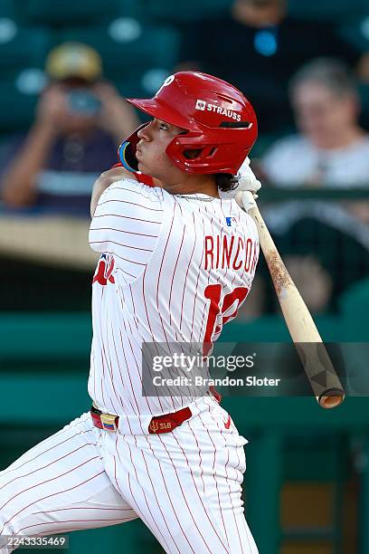 Bryan Rincon Baseball Bryan Rincon of the Surprise Saguaros hits a two-run home run during ...