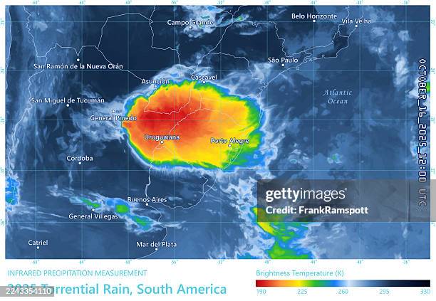 torrential rain 20251016 precipitation map south america - weather radar graphic stock illustrations