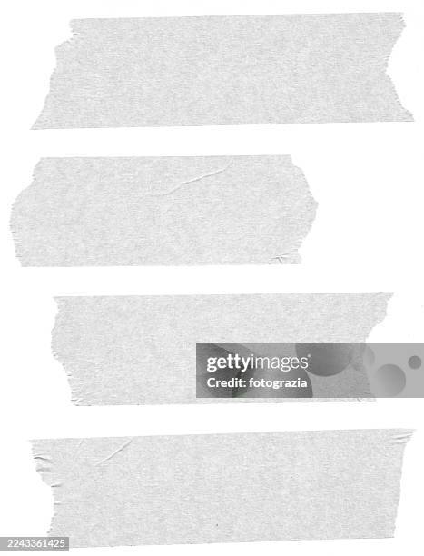 torn paper tape set isolated on white background - plakband stockfoto's en -beelden