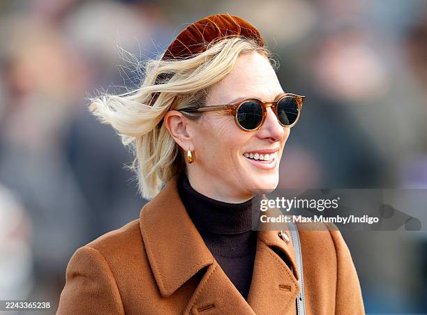 Zara Tindall attends day 2 of The William Hill Showcase horse racing meeting at Cheltenham Racecourse on October 25, 2025 in Cheltenham, England.