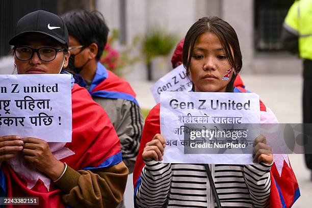 Members of Gen Z United stage a protest wearing the national flag during a demonstration organized for reforms and accountability, demanding justice...
